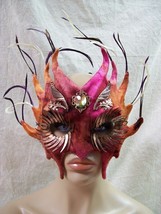 Colorful Mystical Viressa Fairy Mask Steampunk Demon Imp Woodland Forest Goddess - £27.50 GBP