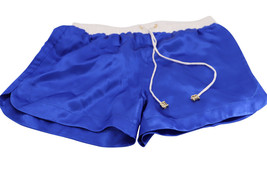 Balmain Satin Shorts With White Waist Band In Silk Women Blue S - £142.14 GBP