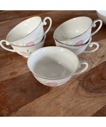 5 Pink Sterling Rose Tea Cup Japan Silver Trim Floral Diamond China - $18.50