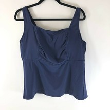 Lands End Tankini Top Underwire Molded Cups Square Neck Navy Blue 18W DDD - £19.14 GBP