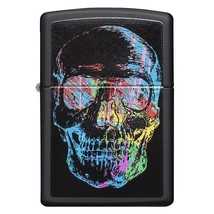 Zippo Windproof Lighter Zippo Colorfiul Skull Black Matte Classic Case - £40.68 GBP