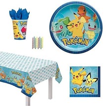 Pokemon Party Supplies Bundle Serves 16: Dinner Plates Napkins Cups and Table Co - £19.45 GBP
