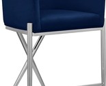 866Navy-C Xavier Collection Velvet Upholstered Counter Stool With Sturdy... - £349.90 GBP