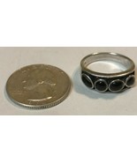 4 Black Stones Ring Sterling Silver .925 Size 8 - $37.61