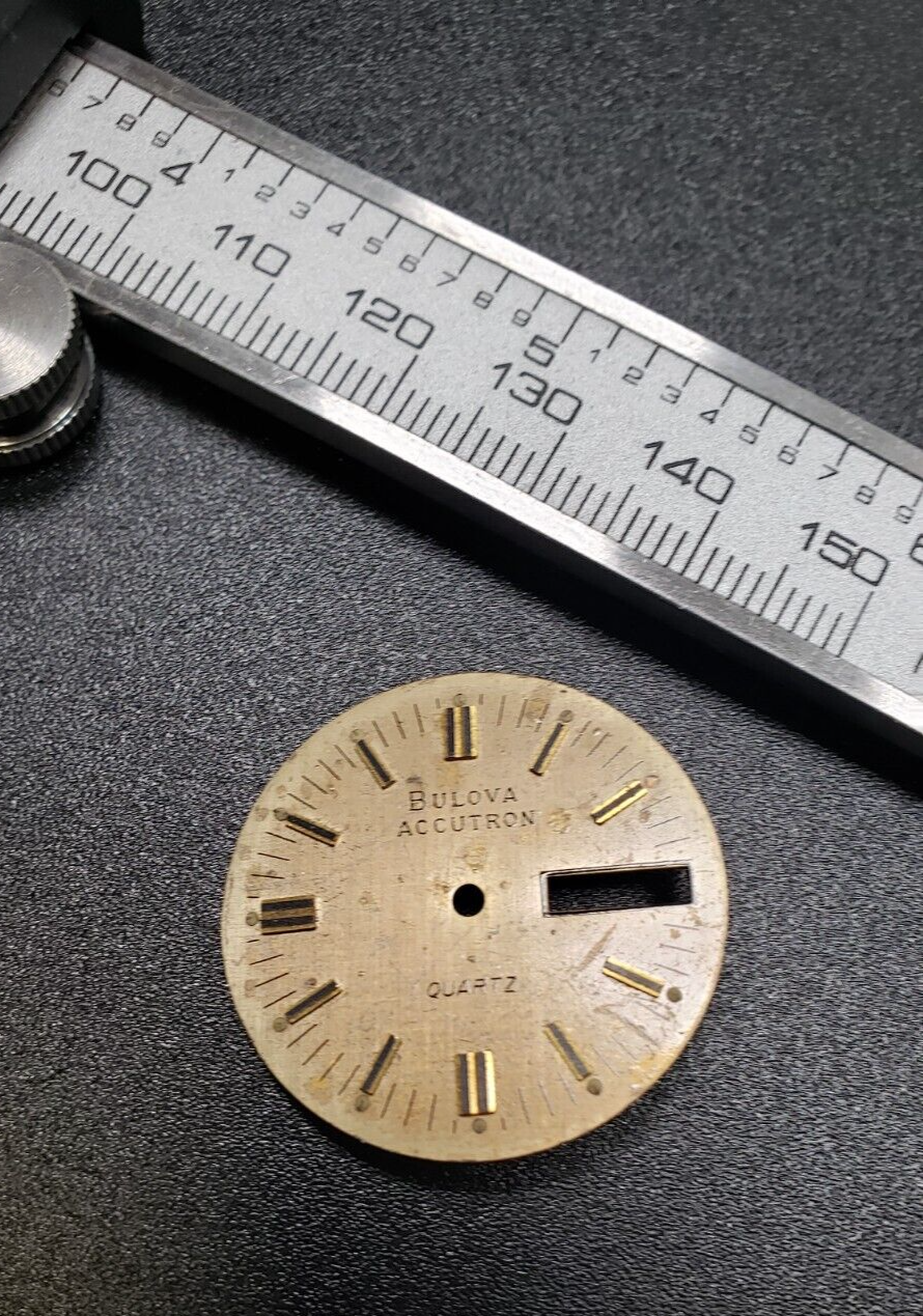 Vintage 1960s Bulova Accutron Men's Watch Dial w/ Gold hour marker Window 28.5mm - $23.74