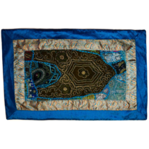Vintage Beaded Patch Work Handmade Pillowcase Cover Indian Blue 27.5 x 17.5&quot; - £15.90 GBP