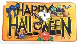 VTG Die Cut Halloween Decoration Happy Halloween Ghost Pumpkin Dracula Bats Cat - £16.13 GBP