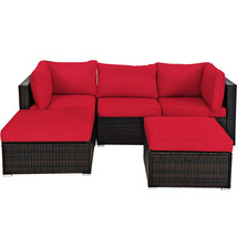 5PCS Patio Rattan Furniture Set Sectional Conversation Sofa Outdoor Gard... - $674.99