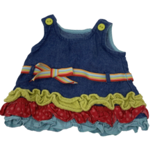 American Girl Doll Bitty Baby Denim Dress with 3 Colored Ruffles - $356.16 MXN