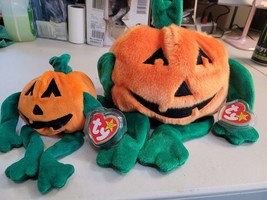 Ty Beanie Babies And Buddies Pumkin The Halloween Beanie Orange and Gree... - $29.99