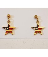 Avon American Flag Star Pierced Earrings 1 inch Dangle Stainless Steel S... - £11.66 GBP