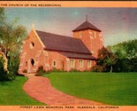 Church of the Recessional Glendale California CA Unused Linen Postcard E9 - $2.92