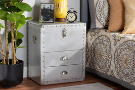 Nadra French Industrial Silver Metal 2-Drawer Accent Storage Cabinet - $4,128.71 MXN