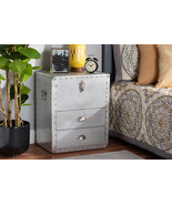 Nadra French Industrial Silver Metal 2-Drawer Accent Storage Cabinet - $4,066.08 MXN