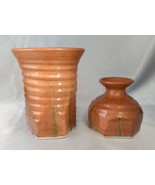 Lot (2) Glazed Terra Cotta/Gold Small Pottery Vases (signed Mackay?) - €16,81 EUR