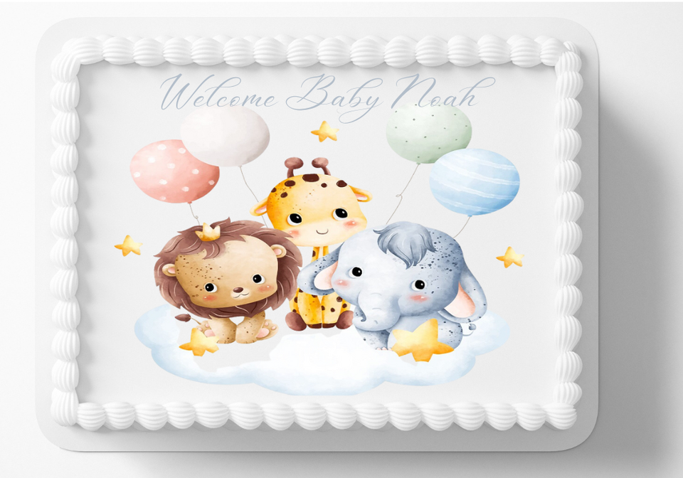 Zoo Safari Themed Jungle Edible Image Cake Topper for Baby Shower Gender... - $14.18+