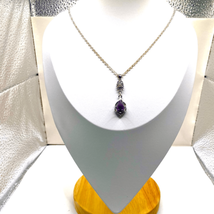 AVE2  Amethyst &amp; Sterling Silver Necklace - £51.59 GBP