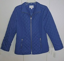 Charter Club Ladies Blue Quilted Short Zip JACKET-M-NWT-$99 RET.-PACKABLE - £35.25 GBP