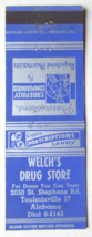 Welch&#39;s Drug Store - Toulminville, Alabama 20 Strike Matchbook Cover Matchcover - £1.56 GBP