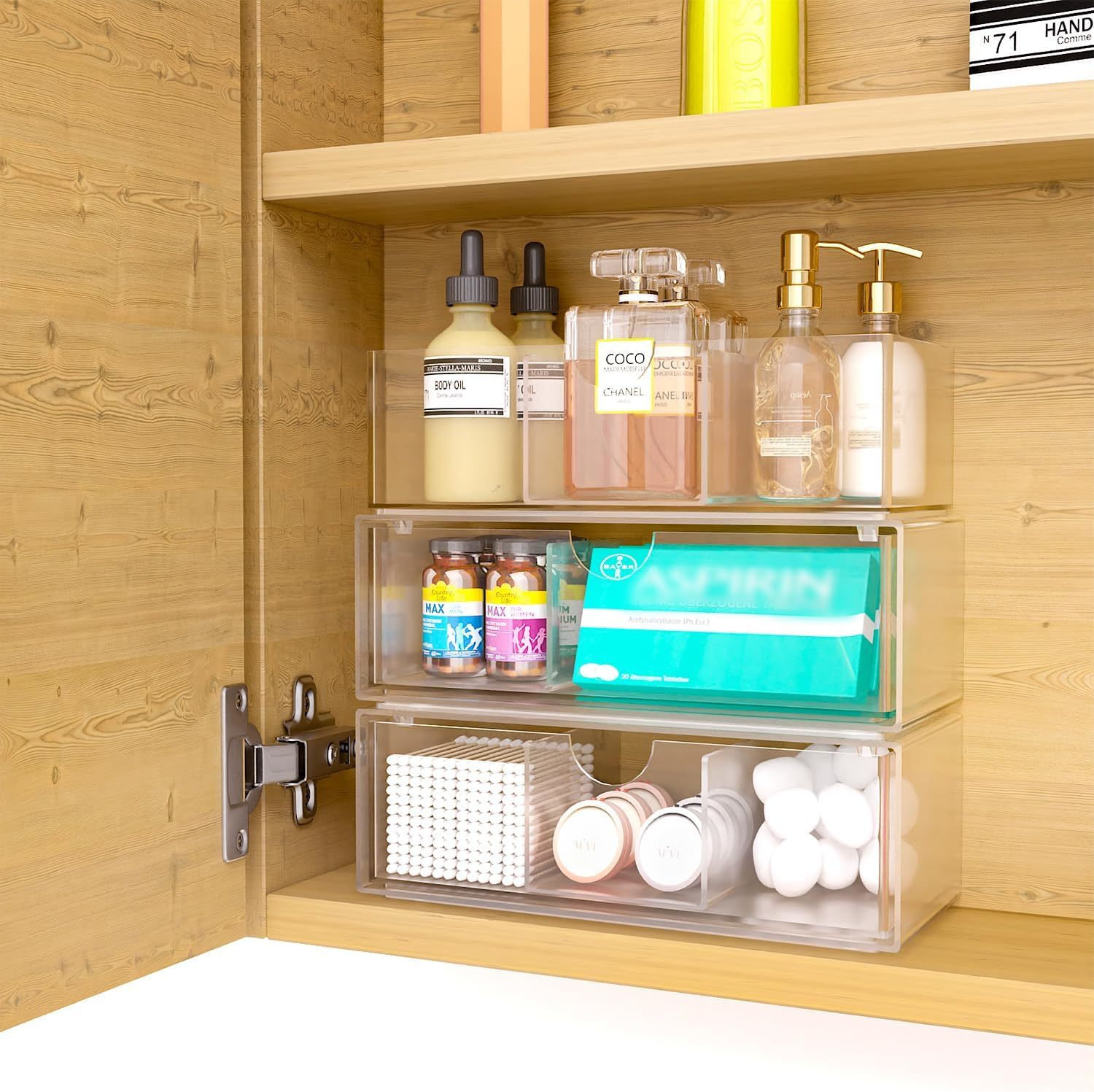 Medicine Cabinet Organizer 3-Tier,Divided And Stackable Storage Trays, C... - $34.92