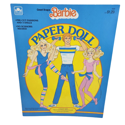 VINTAGE 1985 GREAT SHAPE BARBIE + KEN PAPER DOLL MATTEL BOOK NEVER USED GOLDEN - $33.25