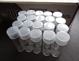 Lot of 20 Whitman Dime Round Clear Plastic Coin Storage Tubes w/ Screw O... - £13.31 GBP