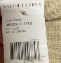 Ralph Lauren - XHH1027 - Brookfield TB Knit Lace 60x60&quot; Blanket - Cream - $149.95