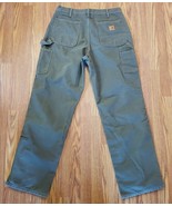 Carhartt Dungaree Pants Mens 36 x 33.5 Moss Green Cotton Duck Relaxed Ca... - $33.58