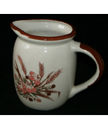 Decorative Pitcher Floral Wheat Ceramic Pitcher Pink Floral and Brown Trim - £10.14 GBP