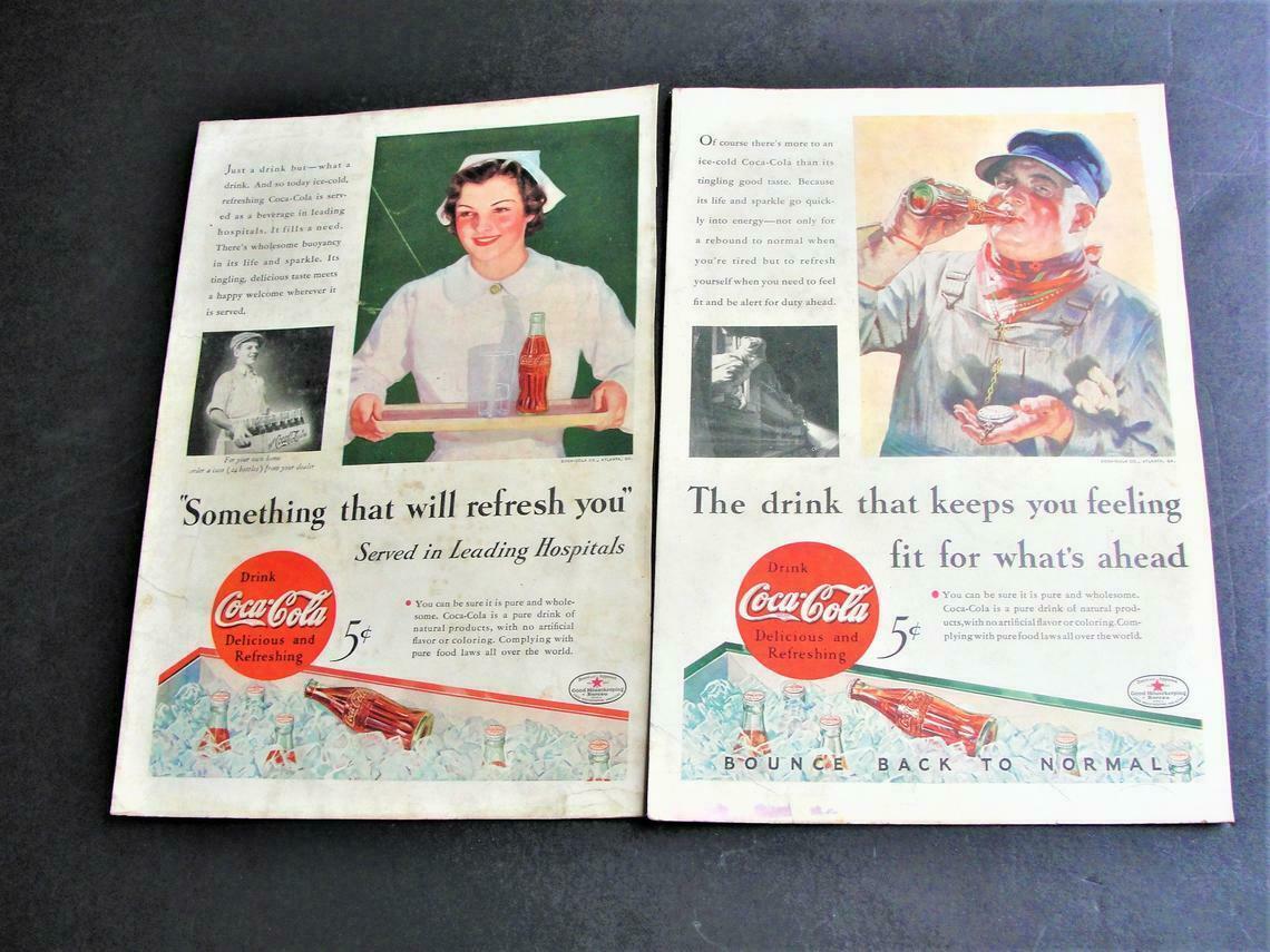 Primary image for 1930s Coca-Cola Something that will refresh you-Set of (2) Magazine Ads. Prints.