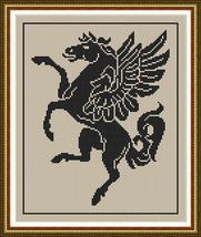 Pegasus Winged Flying Horse Monochrome Cross Stitch/Filet Crochet Patter... - $6.00