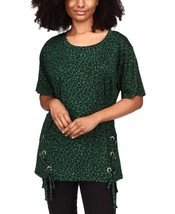 MSRP $68 Michael Kors Cheetah-Print Lace-Up Tunic Green Size XS - £10.71 GBP
