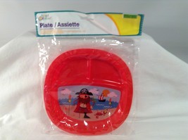 New Angel of Mine Divided Plate Red Pirate 7.75 x 7.75 Kids Hard Plastic - $5.93