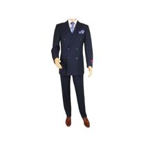 Men Apollo King Double Breasted Suit Classic Peak Lapel Pleated DM22 Navy Blue image 2
