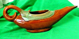 VAN BRIGGLE Pottery MCM Brown  green drip Aladdin Lamp Candle Holder - £56.05 GBP