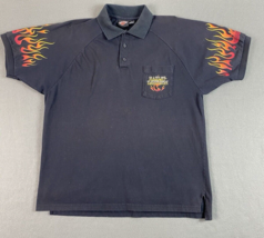 Harley Davidson Honolulu Polo Mens XL Black Fire Flames Hawaii Pacific - $22.65