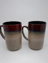 (2) Coffee Mug Red Ombre 24 oz. Large Coffee Tea Mug Stoneware Pottery - £19.77 GBP