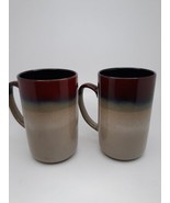 (2) Coffee Mug Red Ombre 24 oz. Large Coffee Tea Mug Stoneware Pottery - £19.82 GBP