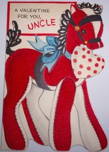 Vintage Hallmark A Valentine For You Uncle Flocked Horse Child’s Card 1958 - $5.99