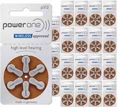Power One Mercury Free Size 312 Hearing Aid Batteries , 2 Pack (60 Batteries) - £38.36 GBP