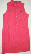 NWT New Womens Columbia Pink Blue Dot Dress PFG M Slits Pockets Cotton Rod Logo - £70.96 GBP