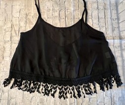 Avee Women’s Junior Black Sheer Crochet Lace Embroidered  Crop Top Sz M EUC - £13.95 GBP