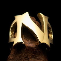 Perfect Men&#39;s Costume Signet Pinky Ring one Bold Letter Initial N - solid Brass - £18.98 GBP+