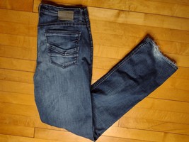 Bke Tyler Straight Mens Sz 36XL Dark Denim Zipper Fly Stretch Jeans Buckle - £25.17 GBP