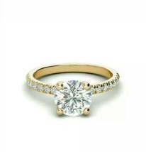 1.50 KT Diamanti Finti Anello Fidanzamento Matrimonio 14K Placcato Oro Giallo - £46.66 GBP