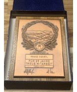Bronze Plaque Presented For Franz Dienstl For 25th Excellent Work Annive... - £17.80 GBP