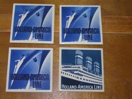 Vintage Set Blue &amp; White - HOLLAND-AMERICA Line Commercial Ship Square P... - £9.76 GBP