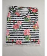 Young &amp; Reckless Y &amp; R Womens XL Floral Striped Tee T-Shirt Embroidered ... - £15.55 GBP