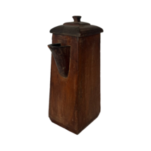 Antique Vintage 1970’s Wooden Coffee Pot Canister/Container w Lid &amp; Handle - £47.95 GBP