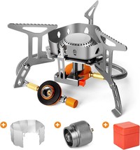 Odoland 3500W/6800W Windproof Camp Stove Camping Gas Stove with Windscreen, Fuel - £31.59 GBP